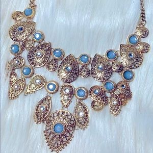 Gold with Blue stones necklace